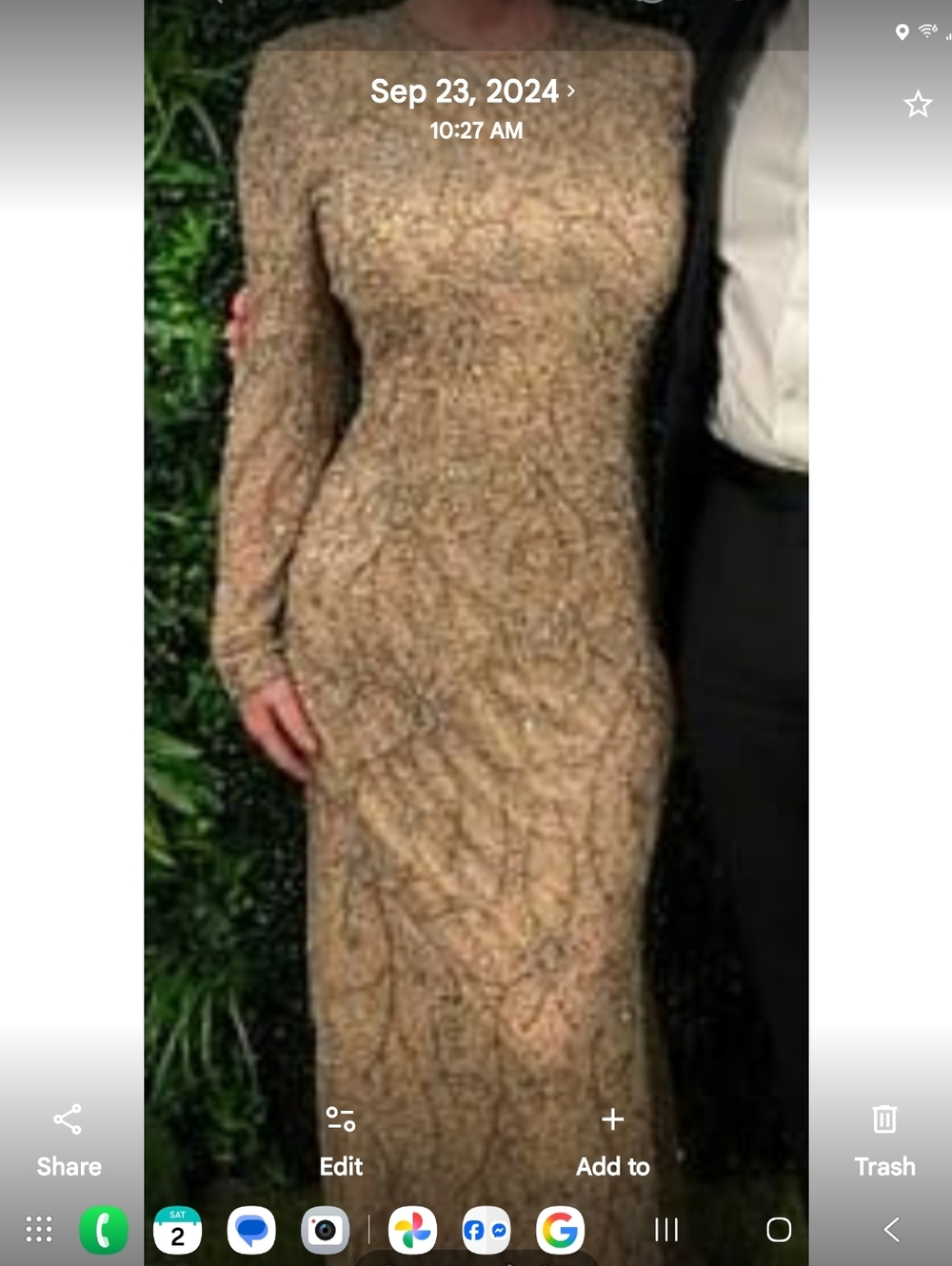 Mac Duggal Gold Long-Sleeve Sequin Evening Gown - Picture 4 of 7